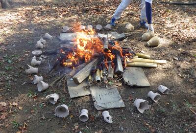 土器を温める様子