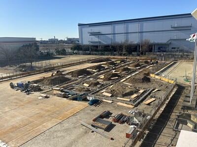 仮設校舎の工事は順調に進んでいます