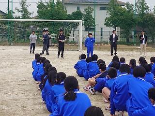避難訓練　代表生徒の話、立派でした