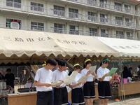 開会式前の生徒会本部役員のリハの様子