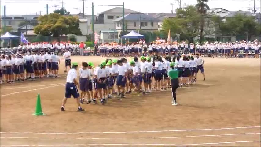 運動会予行【予告】大縄跳び（２年）
