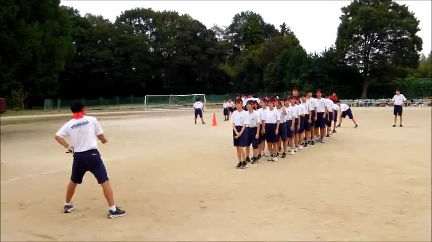 体育祭予行【予告】全学級対抗大縄跳び